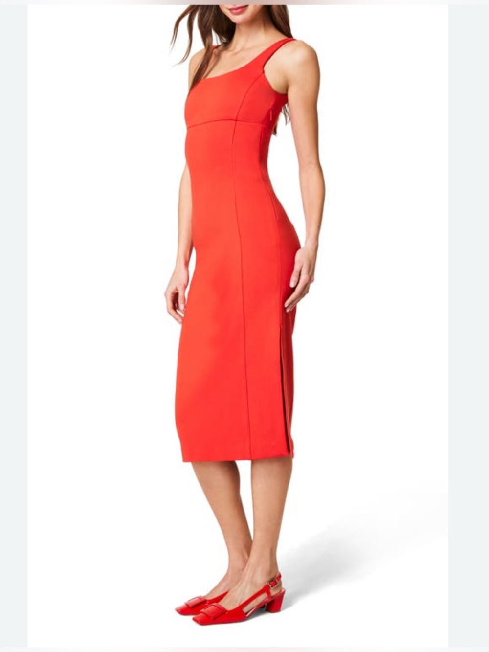 SPANX Ponte Midi Tank Dress - Poppy Orange NWT Size M